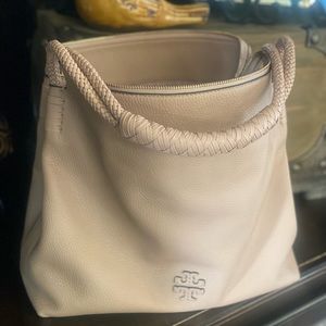 Tory Burch Pebbled Leather Zip-Top Hobo Bag